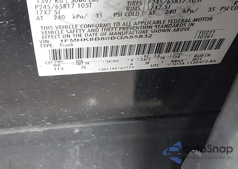2011 Ford Explorer from USA, damaged, VIN 1FMHK8B80BGA85832